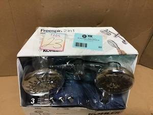 lot 23 image: Freespin Bellerose 3-Spray Patterns 5.25 in. Wall Mount Dual Shower Heads in Polished Chrome by KOHLER &nbspin good condition 