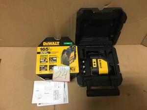 lot 24 image: 165 ft. Green Self-Leveling165 ft. Green Self-Leveling Cross Line Laser Level with (3) AAA Batteries & Case by DEWALT &nbspin good condition 