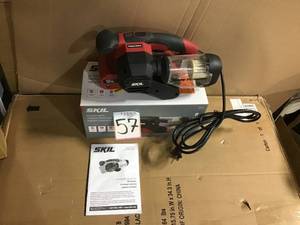lot 57 image: 6 Amp Corded Electric 3 in. x 18 in. Belt Sander Kit with Pressure Control &nbspin good condition 
