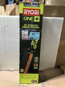 lot 80 image: ONE 22 in. 18-Volt Lithium-Ion Cordless Battery Hedge Trimmer (Tool Only) &nbspin good condition 