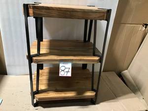 lot 87 image: Ryegate Live Edge Brown and Black Natural Wood with Metal 2-Shelf End Table &nbspin good condition 