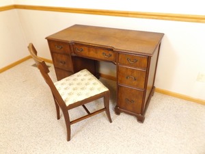 lot 13 image: Antique Dovetailed Wood Desk and Chair