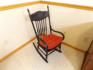 lot 14 image: Antique Lacquered Turned Wood Rocking Chair