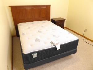 lot 34 image: Full Sized Bed Frame, Headboard, and Nightstand
