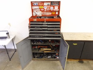 lot 121 image: LOADED with Tools Mechanics Tool Box and Cabinet with Keys
