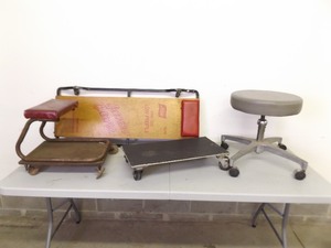 lot 147 image: Mechanics Creeper, Stool, etc.