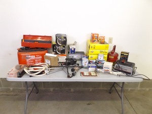 lot 153 image: Large Lot of Misc. Auto Parts, Chargers, Filters, etc.