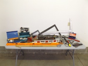 lot 158 image: Lot of Misc. Hand Tools, Torches, Levels, Squares, Vise, etc.