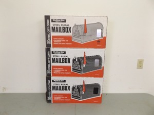 lot 179 image: Lot of 3 NEW Mailboxes, 1 Silver, 1 Grey, and 1 Black