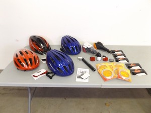 lot 171 image: Lot of NEW Biking Helmets, Seats, etc.