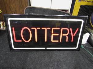 lot 17 image: Light up Lottery sign