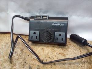 lot 25 image: Original Power Powerline 200W DC to AC Inverter with 2 USB Ports