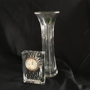 lot 76 image: Waterford Glass Clock and Vase
