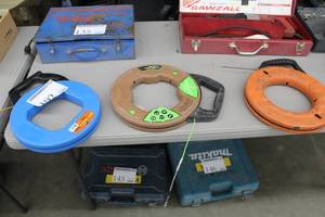 lot 192 image: Lot of (3) Ideal Volt-Guard Non-Conductive Fish Tape 1000V 120, Southwire SIMpull Flexible Metal Leader Fish Tapes 240, Klein Tools Fish Tape