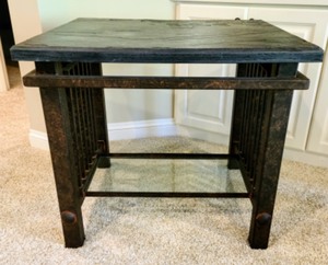 Wood Topped Iron Accent Table