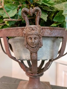 Decorative Iron Plant Stand With Faux Foliage