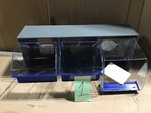 lot 1 image: 24 in. W Stackable 3-Plastic Storage Bins Tilt Bins Organizer for Everything from DIY to Crafts in good condition