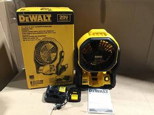 lot 84 image: 20-Volt MAX Lithium-Ion Cordless & Corded Jobsite Fan (Tool-Only) with Free 20-Volt MAX Battery 3.0Ah & Charger by DEWALT in good conditions