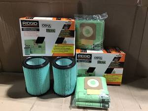 lot 88 image: OSHA Compatible Kit with HEPA Level Filtration and Cyclonic Dust Bags for Select 12 -16 Gal. RIDGID WetDry Shop Vacuums in good condition