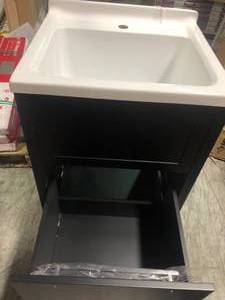 lot 111 image: Ove Decors 24 Balvin Vanity in black whit small damage on the botton please review the pictures