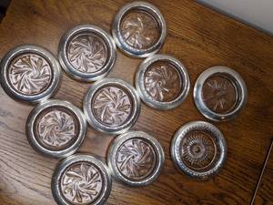 lot 3 image: Vintage Frank Whiting Sterling Silver Crystal Coasters