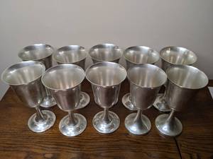 lot 1 image: Sterling Silver Water Goblets  (Set of 10)