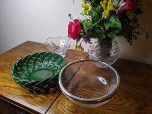 lot 13 image: Assorted Crystal Pieces with Silver Platting