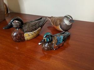 lot 274 image: Three Hand Painted Wood Ducks