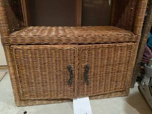lot 377 image: Wicker Shelving unit