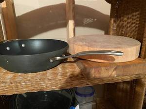 lot 378 image: Cutting Boards and Frying pan