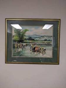 lot 302 image: Original Water Color Painting Planting rice