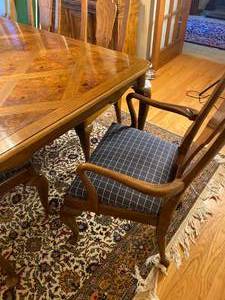 lot 45 image: Luxury Baker Burl Parquet Dining Set