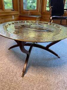 lot 385 image: Vintage Moroccan style Solid Brass Table with Assorted Skewers