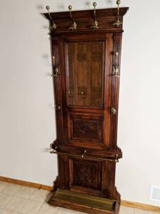 lot 115 image: Antique Victorian Hall Tree Mirror, Coat & Umbrella Holder