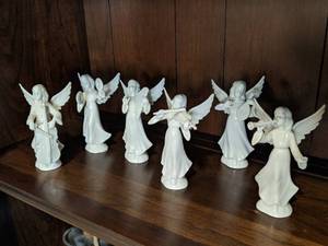 lot 131 image: Six Dresden Porcelain Angel Orchestra figurines