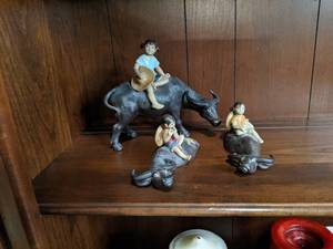lot 133 image: Set of three Chinese Water Buffalo Porcelain Figurines