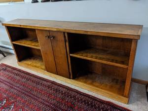lot 333 image: Solid wood Vintage Cabinet and shelving unit