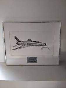 lot 547 image: Original drawing of f 100 flown by Colonel Lewis