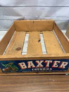Vintage Baxter Cherry Wood Crate 14 x 18