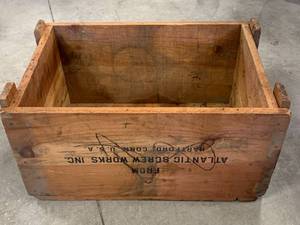 Vintage Atlantic Screw Works Wood Crate 15 12 x 23
