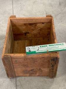 Vintage Wood Crate 17 x 20 & Swedish Metal Case