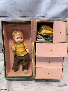 Very Old Antique Wood Doll with Clothes