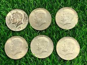 Lot of 6 Kennedy 1960s Half Dollars 2.5oz (40% silver)