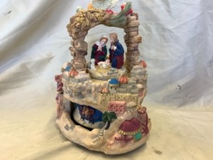 Musical nativity scene and candy dish