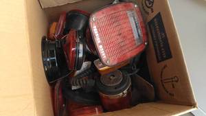 2,000 lb Master Lock winch and box of lights