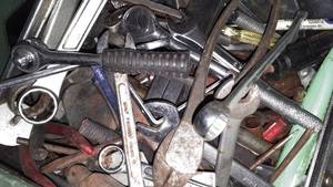 Basket full of tools and miscellaneous