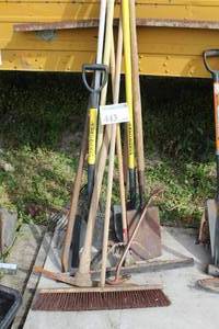 lot 443 image: Lot of (10) Pick Axes, Spades, Shovels, Squeegee