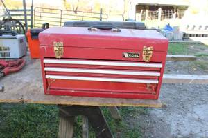 lot 563 image: Excel Tool Chest 3-Drawer, Open End Wrenches, Drill Bits