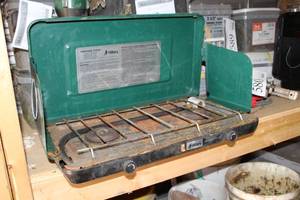lot 594 image: Sears, Roebuck and Co. Hillary Propane Camping Stove 2-Burner Stove