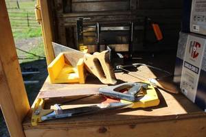 lot 573 image: Lot of (Approximately 5) Hand Saws, Miter Saws, Jig Saw